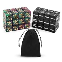 BOXOB 48stk Fähigkeiten-Schlüsselwörter-Zählwürfel, Kreaturenstatistik-Buff Loyalitätswürfel-Token Magic Life-Zähler für MTG TCG Kartenspielzubehör mit Samtbeutel Tischspiele Versammlungspartys