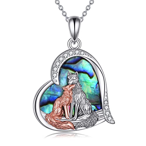 Collier Renard Amour Coeur Cadeau Idéal en Argent pour Filles et Femmes