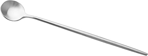 Miniatura 2 de Gugrida Cuchara plateada de diseño moderno, 6 piezas de acero inoxidable 304 mate de mango largo de 7.9 pulgadas, juego de cubiertos de campamento,