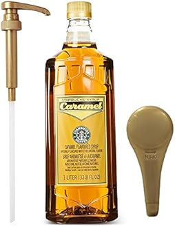 Starbucks Syrup Caramel 33 OZ Bottle For Coffee And Tea with Gold Coffee Syrup Pump