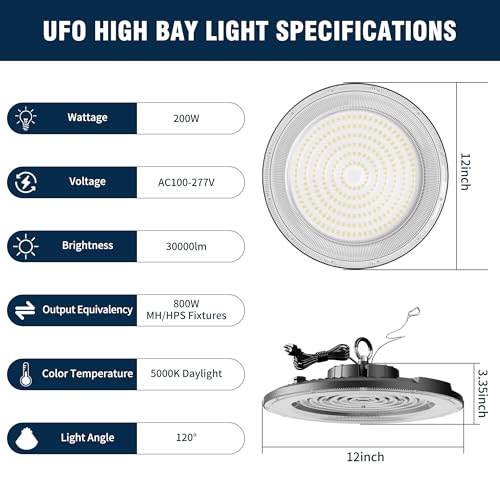 LAUDING UFO LED High Bay Light 200W, 30000LM 5000K AC100-277V by LAUDING - Used condition - Image 5