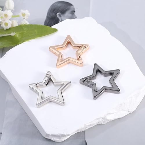 Silver Star Shaped Stainless Steel Keychain Clip Carabiner Snap Hook Holder Star Carabiner Key Holder with Key Chain Rings