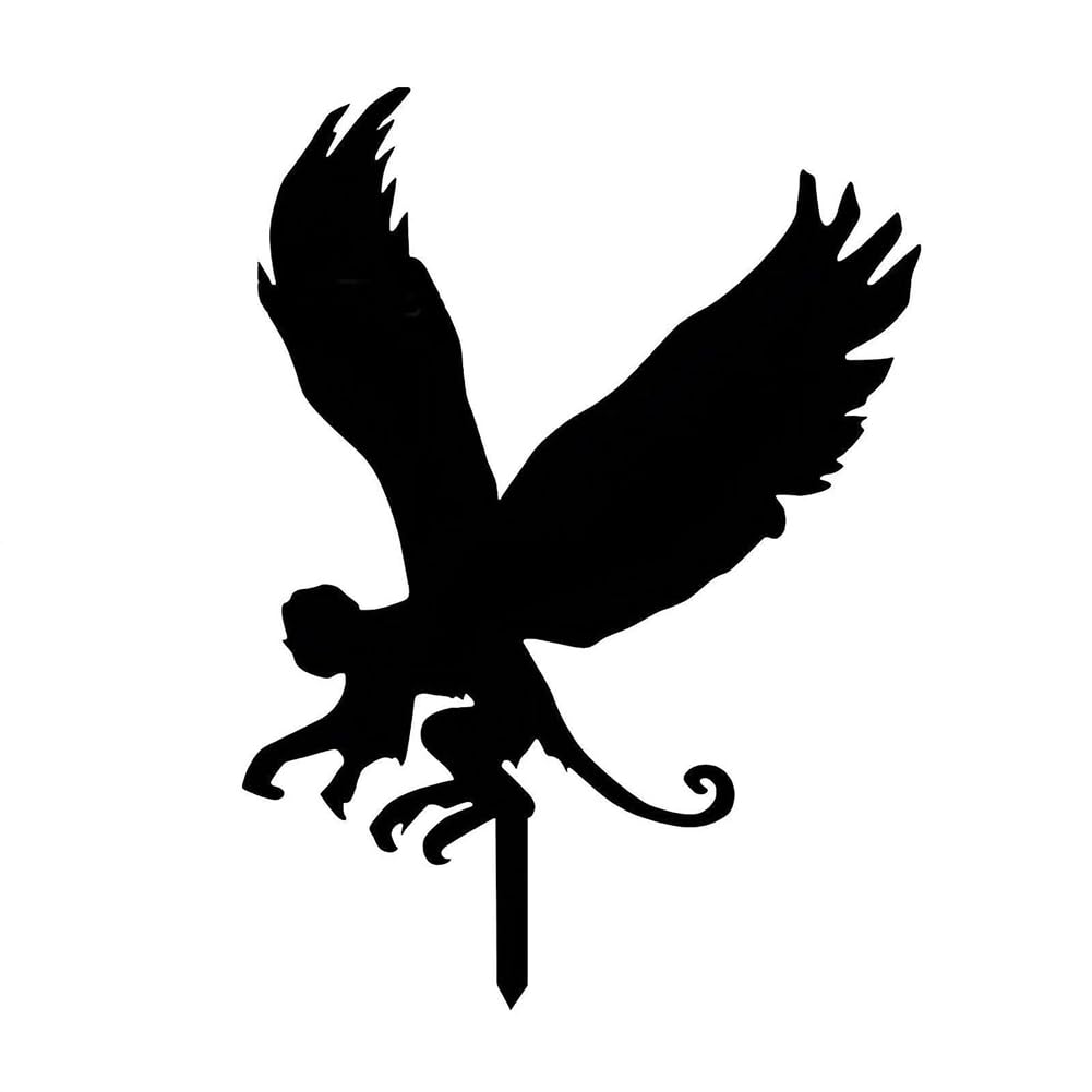 Vjsujehgy Flying Monkey Metal Garden Stake Fly Monkey Black Silhouette Garden Stake Sign Decor for Yard Lawn Patio