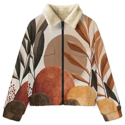 Manteau polaire imprimé géométrie abstraite et plantes médiévales chic