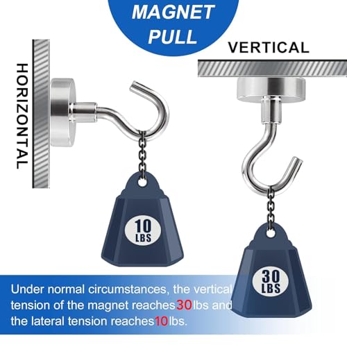 Image of LOVIMAG Magnetic Hooks, Cruise Essentials 2026, 15 Pack-30LBS | Heavy Duty Strong Magnet Hook for Cruise Cabin, Refrigerator Fridge, Ship, Classroom, Kitchen Grills, Silver