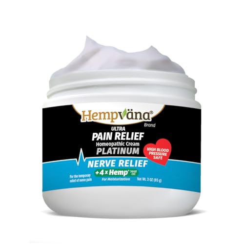 Hempvana Platinum Ultra-Strength Nerve Relief Cream w/100% Pure Hemp Seed Oil AS-SEEN-ON-TV Relieves Nerve Pain Shooting Pain Tingling Muscle Cramps Joint Pain Tingling Crawling Sensations