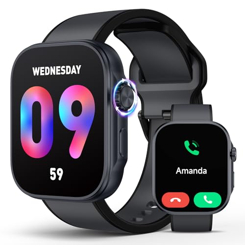 Smart Watch for Men Women, 100 Sport Modes Fitness Tracker, 1.99" AMOLED Display, 3ATM Waterproof Smartwatch, Blood Pressure Heart Rate Blood Oxygen Sleep Monitoring, Compatible with Android