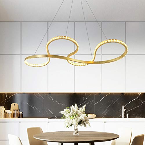 Preisvergleich Produktbild MJZHJD Kronleuchter Aluminum Alloy Curve Design Restaurant-Bar-Kristallleuchter-kreat... Haupt Wohnzimmer Schlafzimmer Hotel-Dekoration Lampen Golden (73 * 34 * 83CM)