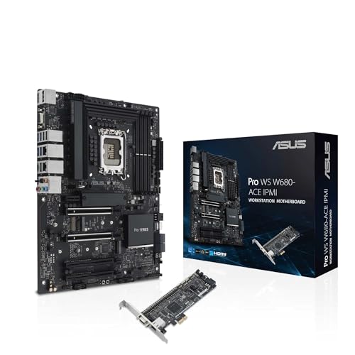 Image of ASUS Pro WS W680-ACE IPMI Intel W680 LGA 1700 ATX Motherboard, PCIe 5.0, DDR5, 2 Intel 2.5 Gb Ethernet, 3 PCIe 4.0 M.2 slots, 2 USB 3.2 Gen 2, SlimSAS, SATA 6 Gbps, HDMI, DisplayPort and VGA
