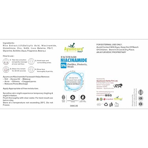 Ayumcure 5% Niacinamide Face Wash 200g - Image 3