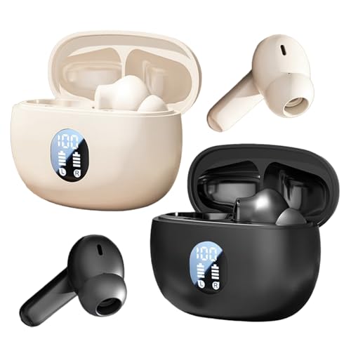 Jlobnyiun Earbuds Wireless - Noise Cancelling, LED Display | Waterproof Sport Headphones With Clear Stereo Sound And Lightweight Build, Ideal For Driving Workouts Running And Daily Travel Comfort
