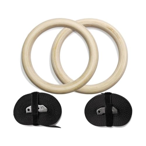 Anillas de gimnasia de madera ajustables para ejercicio en casa miniatura 2