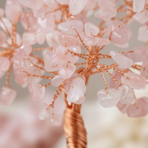 Arbre de guérison à énergie positive avec socle en quartz rose