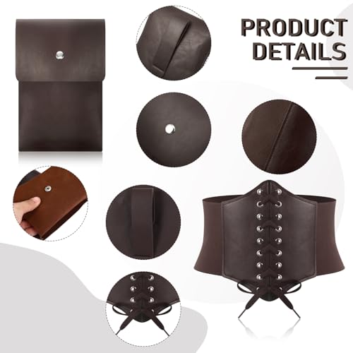 Women's Genuine Leather Belt Pouch, Cork Potion Bottle Witch Wizard Waist Corset Halloween Costume4