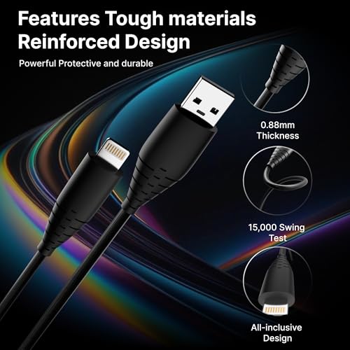 Image of Basesailor USB to Lightning 27W Braided Cable, Fast Charger iPhone Cable, for iPhone 14 /13 /12 /11 /X /XS /XR /8 /Plus, iPad Mini /Pro /Max & Other Lightning Devices, USB Type-A Power Delivery Cord