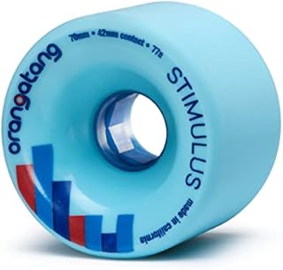 Orangatang Stimulus 70 mm 77a Freeride Longboard Skateboard Wheels (Blue, Set of 4)