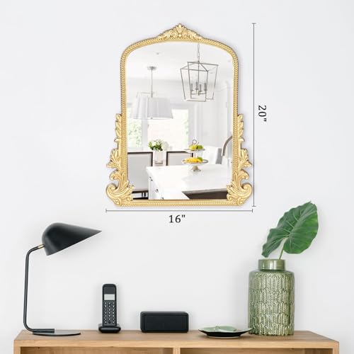 Image of Vintage Small Arched Mirror, 17 inchx 12 inch Wall Mounted Tabletop Vanity Mirror
