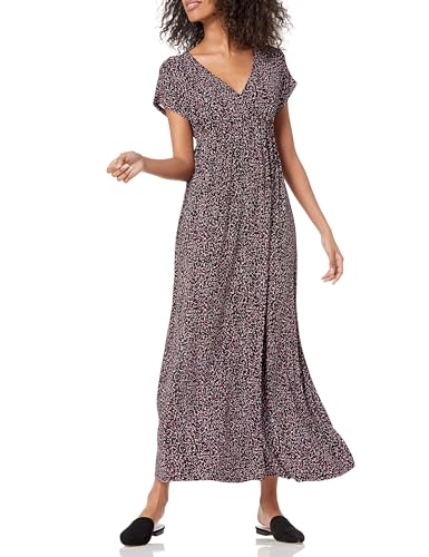Amazon Essentials Robe longue cintrée (disponible en grande taille) Femme, Noir Imprimé Confettis, L