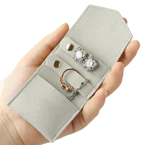 Gitekain Travel Jewelry Pouch, portátil plegable organizador, multiuso, almacenamiento suave, compacto diseño, accesorios para collares, pulseras, oro plateado, gris, pink, blanco