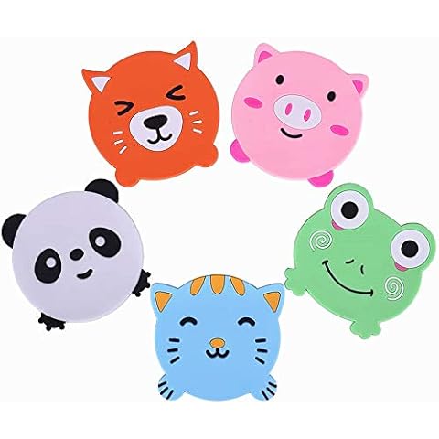 5Pcs Cute Animals Silicone Coaster Set Cover