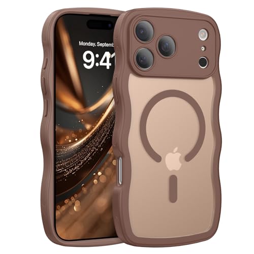 Image of YINLAI for iPhone 17 Pro Max Case 6.9-inch [Compatible with MagSafe] [Soft Silicone] [Curly Wave] [Anti-Fingerprint] [Full Body Military Shockproof], Brown