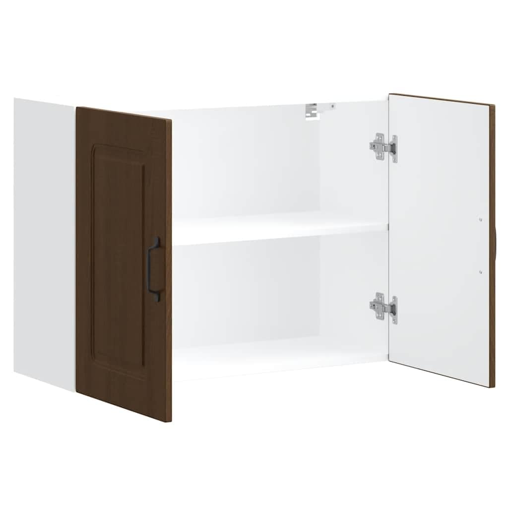 vidaXL Pensile da Cucina Kalmar Rovere Marrone in Legno Multistrato, Armadio da Cucina a Parete con Porte, Montato