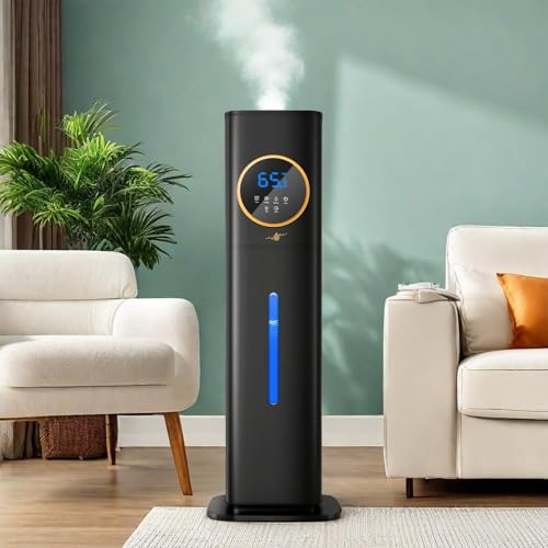 Humidifiers for Bedroom Large Room 8L Top Fill Ultrasonic Cool Mist Humidifier with Aroma Box 360 Nozzle Humidity Control Timer Auto Shut-Off Air Humidifier for Room Home Office&Plants(Black)