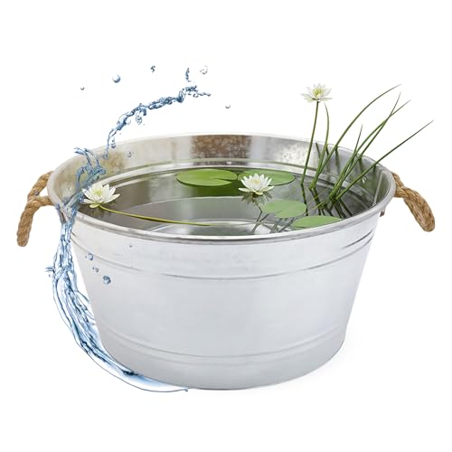 Spetebo Zierteich Zinkwanne 25 L 45 x 22 cm rund Silber verzinkt