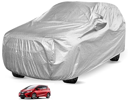 Image of Auto Hub Waterproof Car Cover Compatible with Jazz (Model : 2020-Till Date) with Mirror Pocket, Soft Cotton Lining, Waterproof Jazz Car Cover- Metallic Silver