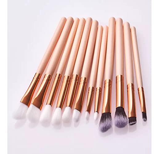 12Pcs Professional Eyes Makeup Brushes Set Wood Handle Eyeshadow Eyebrow Eyeliner Blending Smudge Brush image 5
