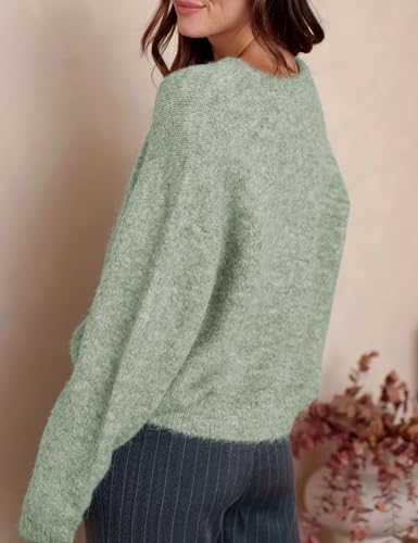 Image of Ynhonra Womens Cardigan Sweater Front Button Loose Y2k Long Sleeve Crewneck | Lightweight Knit Ribbed Hem