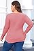 TINSTREE Women’s Plus Size Henley T Shirts Long Sleeve Button Down Tunic Blouse Loose Fit Tops Scoop Neck Ribbed Knit Shirts Pink