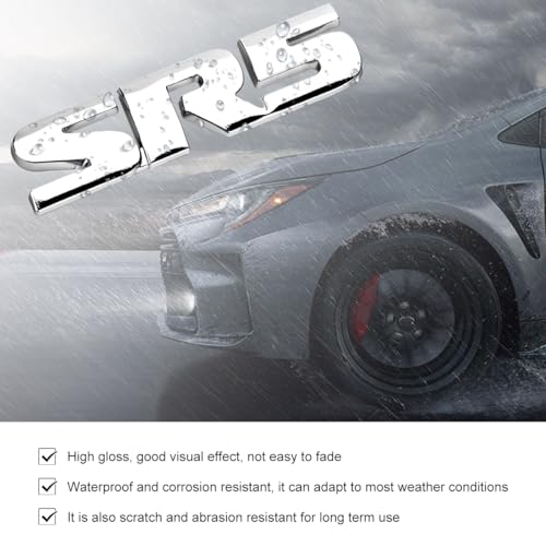 Image of 2 PCS SR5 Metal Emblem, 3D SR5 Nameplate Logo Badge Sticker Car Bumper Decal, Self-Adhesive Metal Emblem Sticker Exterior Decor for Vehicle Trunk Tailgate Side Fender (Silver)