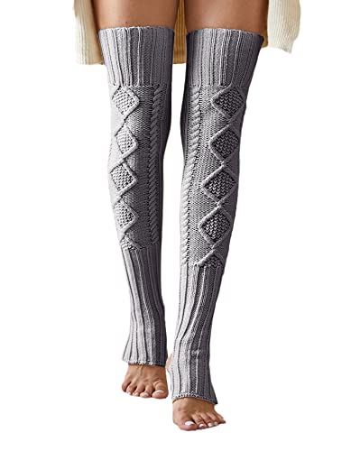Women's Extra Long Stirrup Leg Warmers Winter Knitted Over Knee Thigh High Footless Socks #TOP22