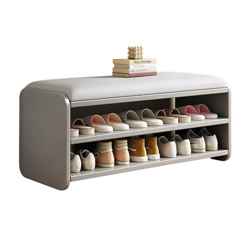 Scarpiera a 3 livelli con seduta a cuscino, elegante portaoggetti da ingresso per corridoio e camera da letto, poggiapiedi funzionale e portascarpe, massimizza lo spazio e migliora l'arredamento