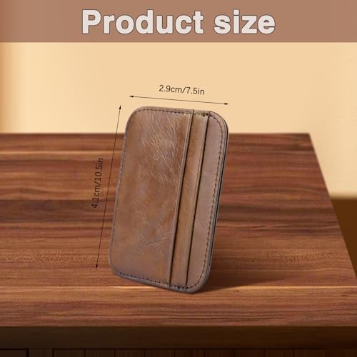Slim Minimalist Wallet, Genuine Leather Credit Card Holder Wallet for Men and Women, Card Wallets with 4 Card Slots and 1 Pocket (Coffee)2