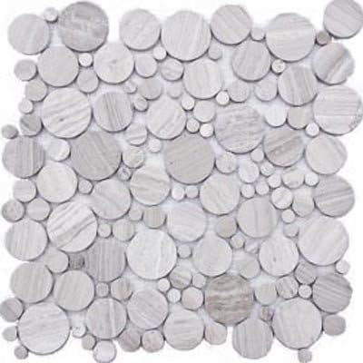 Gray Flat Pebble Marble Mosaic Circle Tile Gray Flat Pebble Marble Mosaic Circle Tile Mesh Backed Sheet 12 x 12 Inch