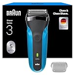 Braun Series 3 Electric Shaver for Men with Precision Beard Trimmer, Wet & Dry Electric Razor for Men, Includes Rechargeable Battery, UK 2 Pin Plug, 310, Black/Blue Razor