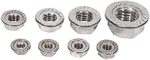 80Pcs Hexagon Flange Nuts Assortment Kit 304 Stainless Steel 6-32 8-32 10-24 10-32 1/4 Inch-20 5/16 Inch-18 DKEKE
