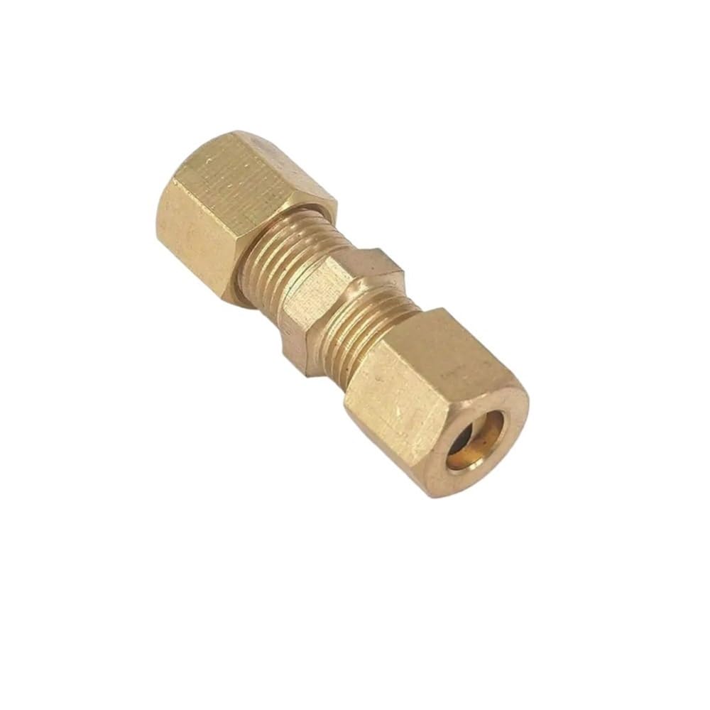 Llmwfa One Color Ferrule Tube Fitting 1Pc Compression Fitting Fit 3/16In Pipe Od, Brass Straight Union Connector, Automobile Brake Hose Joint