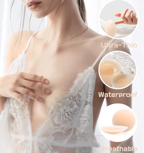Image of Apriddeo Seamless Grippy-not-sticky Non-Adhesive 2 Pairs Nipple Covers Reusable Pasties