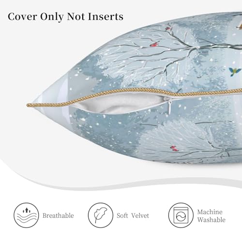 Housse de coussin en velours de qualité durable au design imprimé neige chic