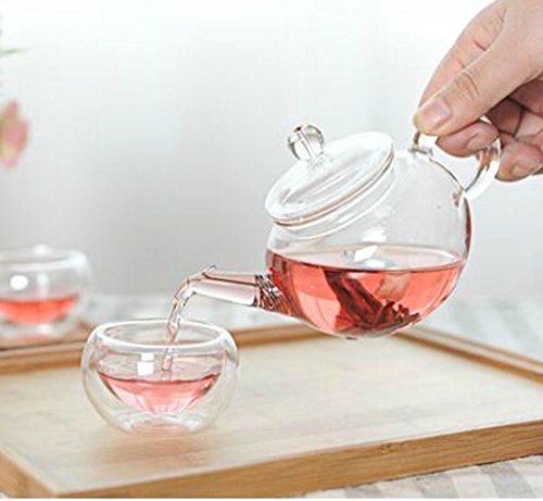 250ml (8.6oz) One Cup of Tea Clear Small Glass Teapot Stainless Steel Wire Strainer Lid Heat Resistant Tea pot For Tea