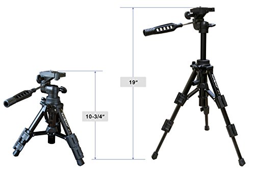 Reticam Tabletop Tripod With 3-Way Pan/Tilt Head, Quick Release Plate And Carrying Bag For Phones, Cameras And Spotting Scopes - Mt01 Mini Tripod, Aluminum, Black #TOP3