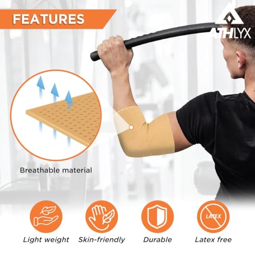 Image of Cotton Elbow Support, Pain Relief Belt for Elbow Joint Pain, Sport Injuries, Tennis Elbow, Joint Sprain for Men & Women for Gym, Sleeves For All Type Of Pain Relief (Beige)
