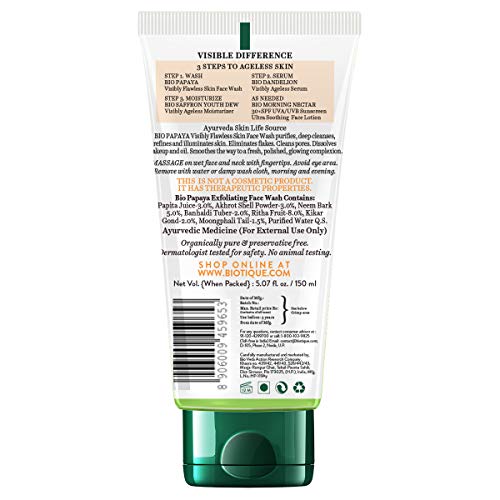 Image of Biotique Bio Papaya Visibly Flawless Skin Face Wash For All Skin Types, 150ml & Biotique Bio Walnut Purifying and Polishing Scrub, 100g