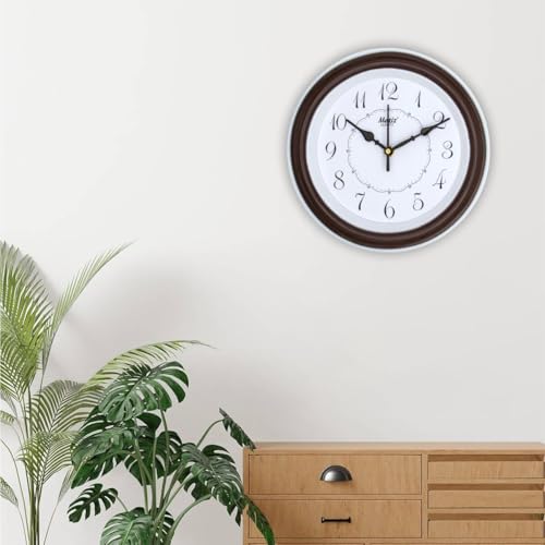 Image of Matiz Analog 30 cm X 30 cm Wall Clock | Brown | with Glass | Standard| 107 Brown