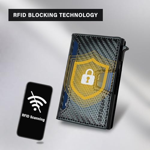 Pop Up Wallet for Men, RFID Blocking Men’s Wallet, Slim Compact Wallet with ID Window, Minimalist Bi-Fold Men’s Wallet, Smart Aluminum Credit Card Holder3