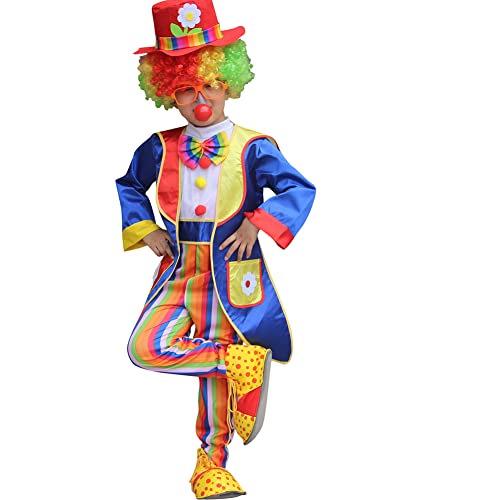 IWEMEK Girls Boys Clown for Kids Circus Evil Joker with Clown Hat Coat Polka Dots Christmas Birthday Outfits Royal Blue 5-6 Years