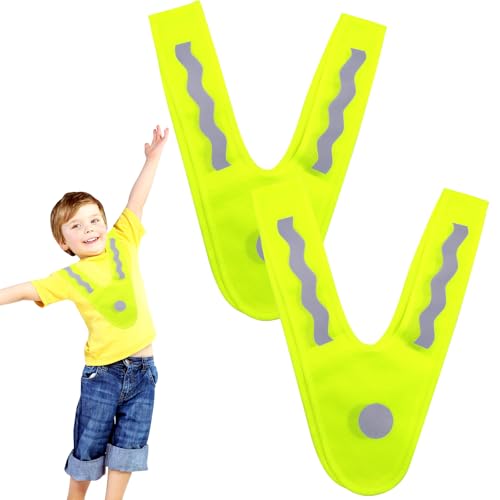 HVIHWI 2 Pièces Gilet de Sécurité pour Enfants, Col de Signalisation en Forme de V, Gilets Réfléchissant Léger pour Enfant Gilet de SéCurité pour...